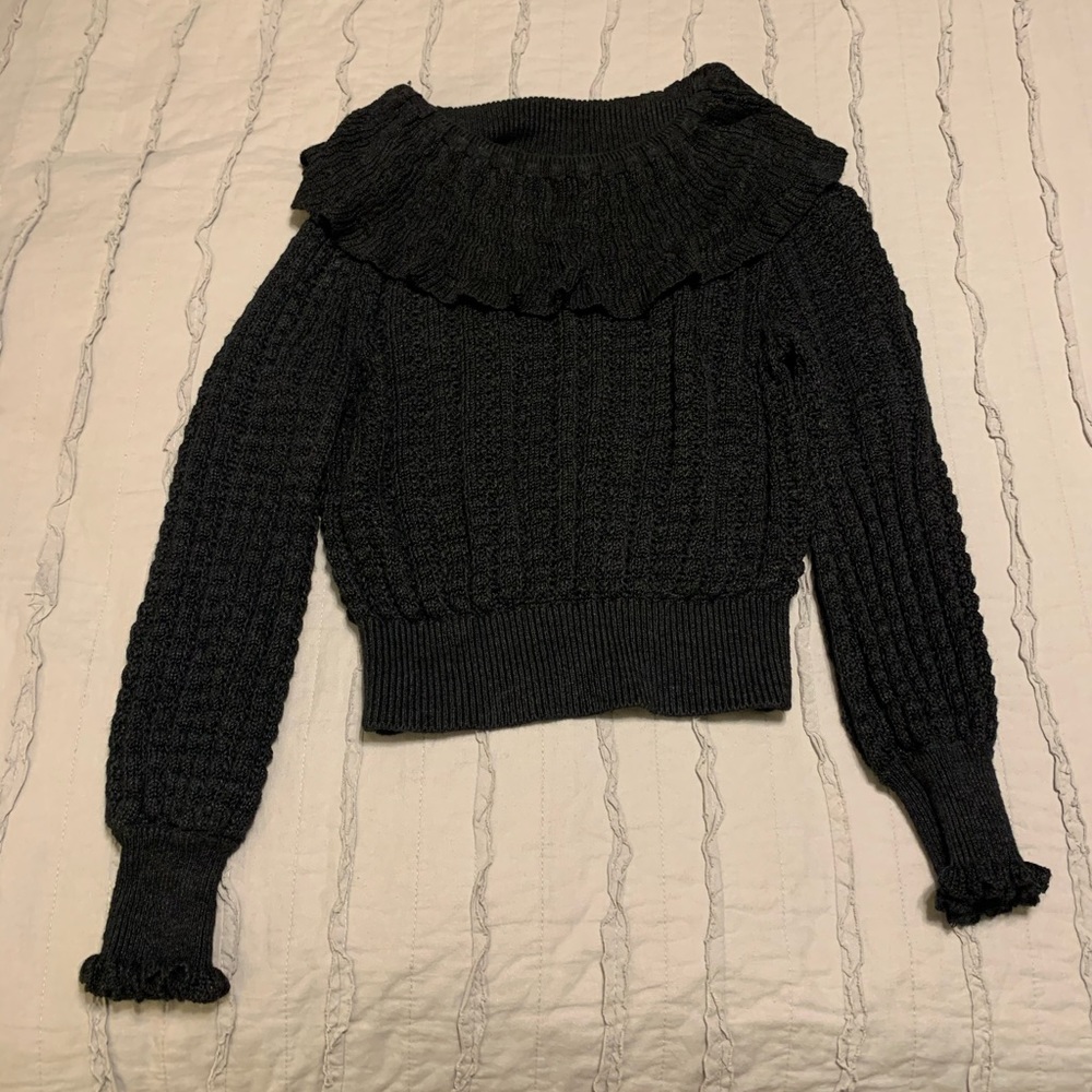 Free People Cropped Ruffle Sweater